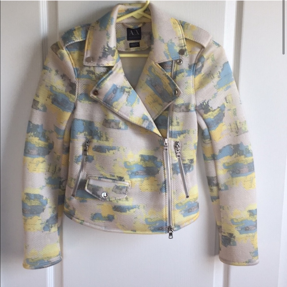 Armani Exchange Moto jacket yellow/blue/tan xxs